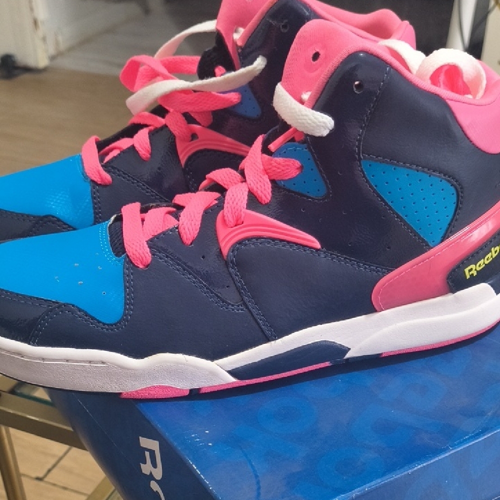 Reebok Kids High-Top Sneakers in Navy, Pink & Blue